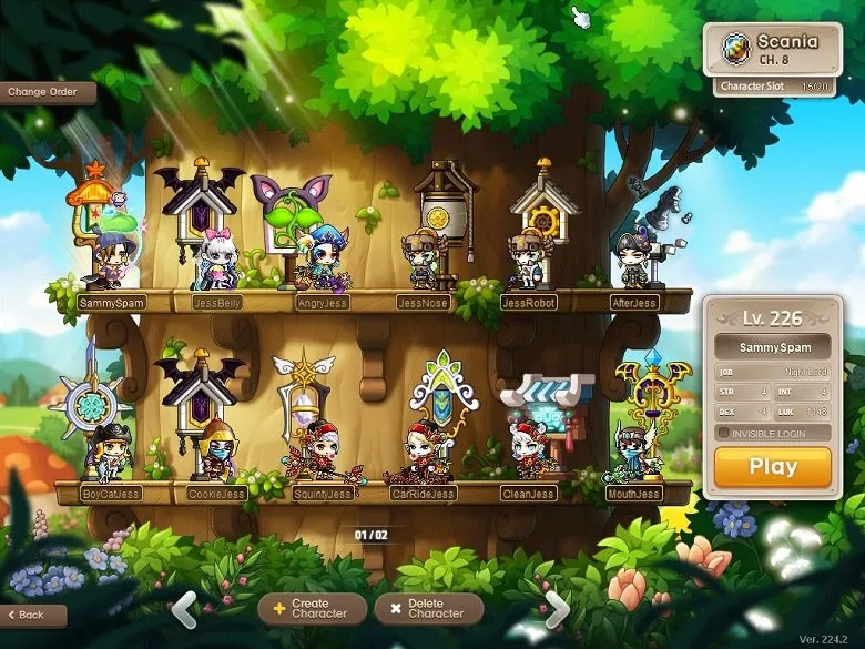 list of maplestory classes